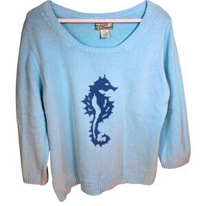 Tommy Bahama, XL, Cashmere Blend, Turquois Navy, Knit, Nautical, Beach, Cottage